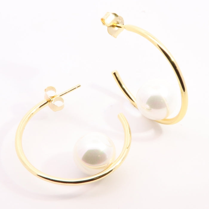 Sunshine Big Pearl Hoop Earrings - John Ross Jewellers