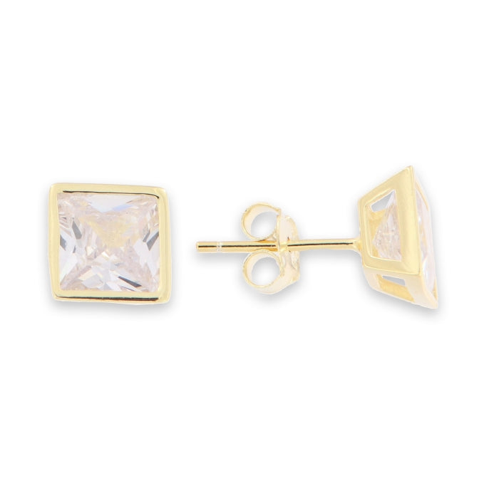 Sunshine Rubover Princess CZ Stud Earrings