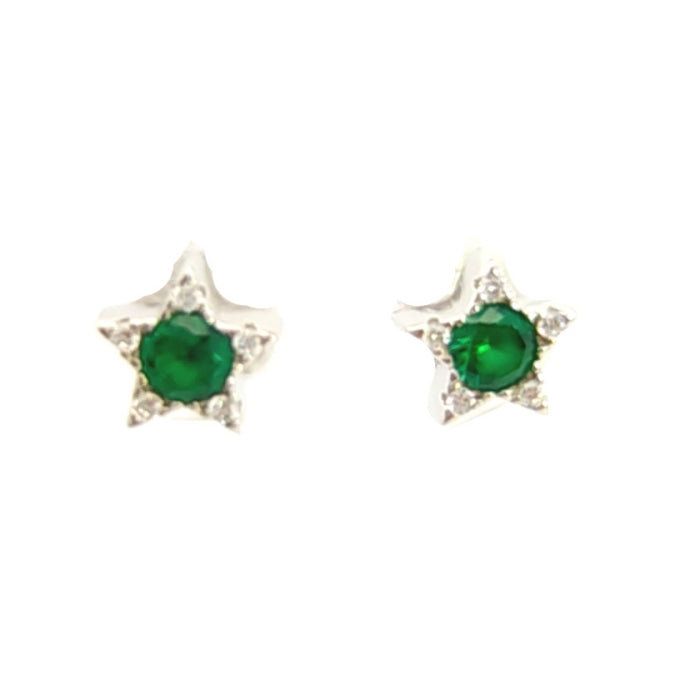 Sunshine Green CZ Star Stud Earrings - John Ross Jewellers