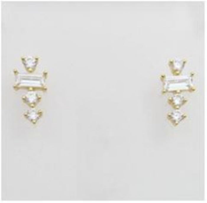 Sunshine CZ Cross Climber Stud Earrings