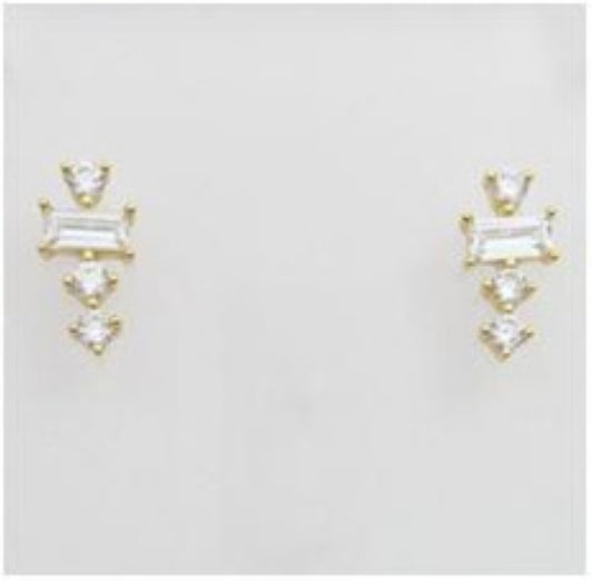 Sunshine CZ Cross Climber Stud Earrings