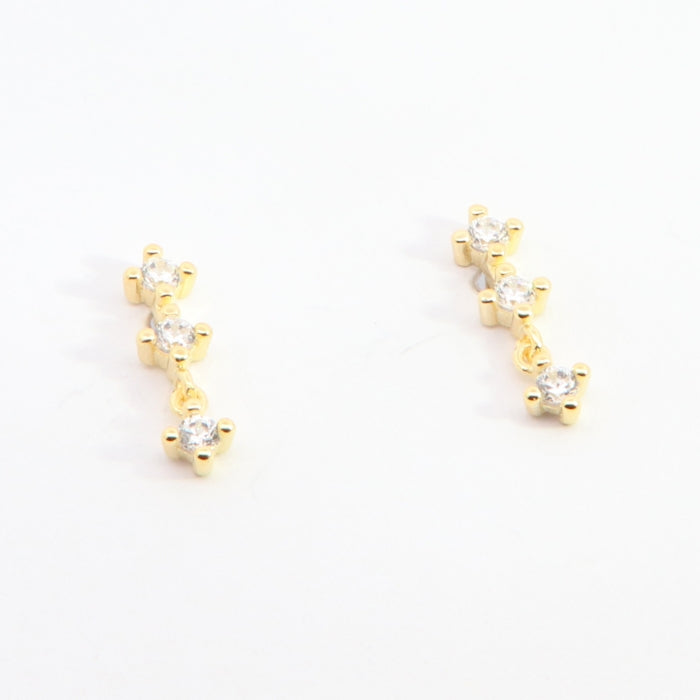 Sunshine CZ Triple Climber Stud Earrings