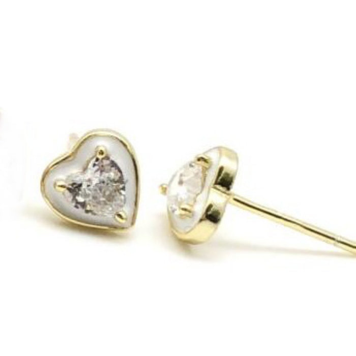 Sunshine Rubover Heart CZ Stud Earrings