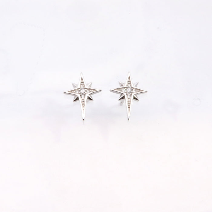 Silver CZ Northstar Stud Earrings