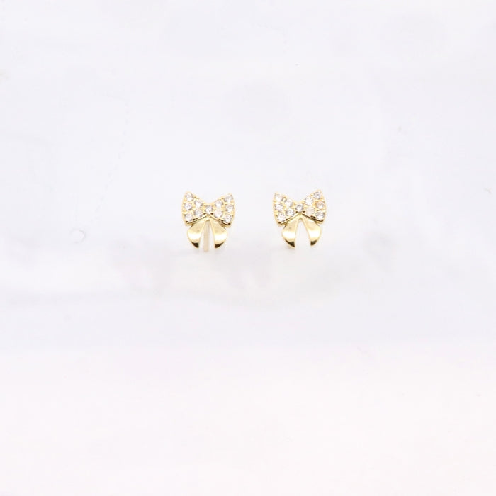 Sunshine CZ Bow Stud Earrings