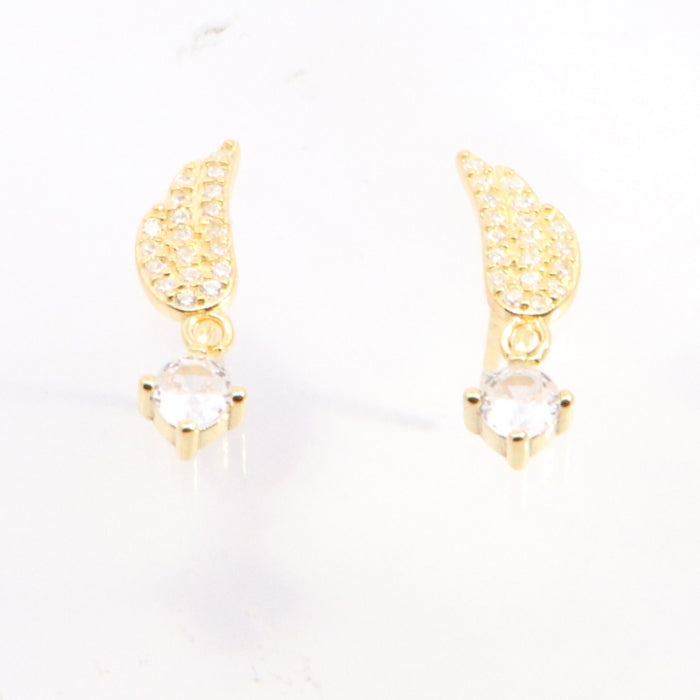 Sunshine CZ Angel Wing Drop Earrings