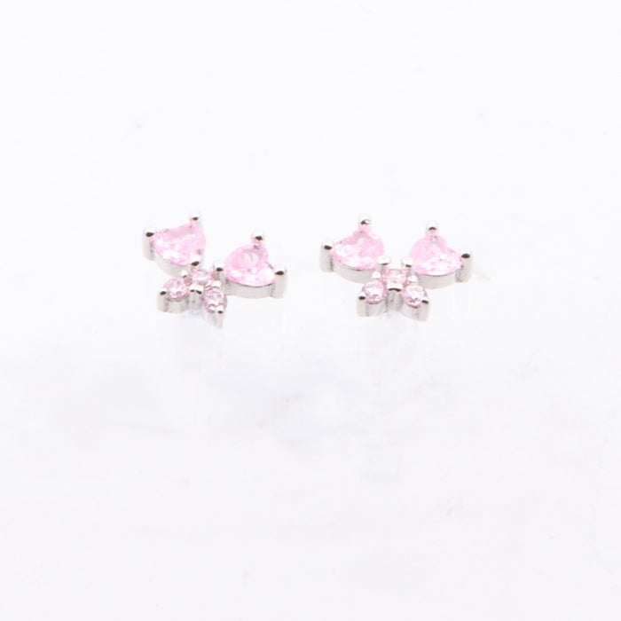 Silver Pink CZ Butterfly Stud Earrings - John Ross Jewellers