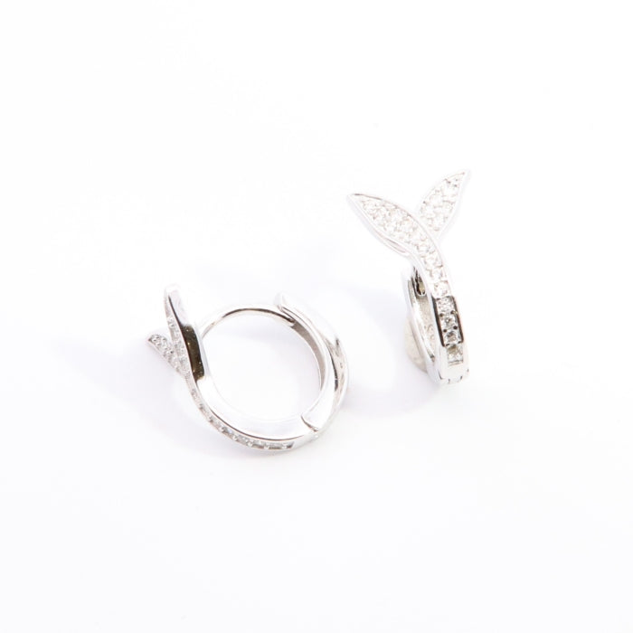 Silver CZ Whale Tail Hoop Earrings - John Ross Jewellers