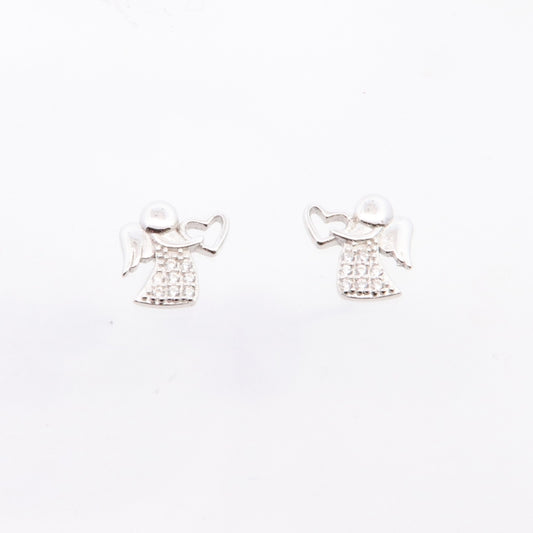 Silver CZ Guardian Angel Stud Earrings - John Ross Jewellers