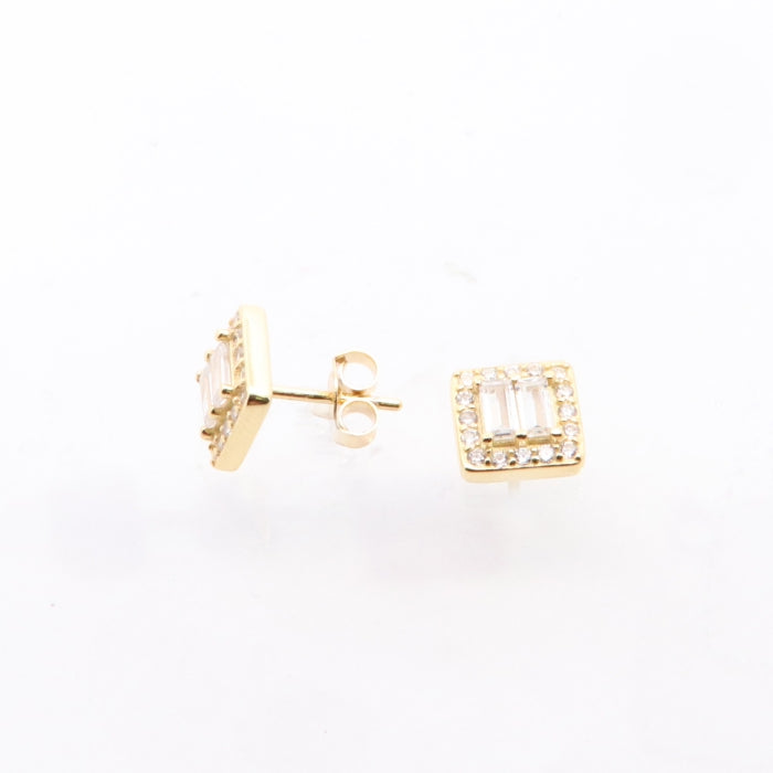 Sunshine Square Cluster CZ Stud Earrings - John Ross Jewellers