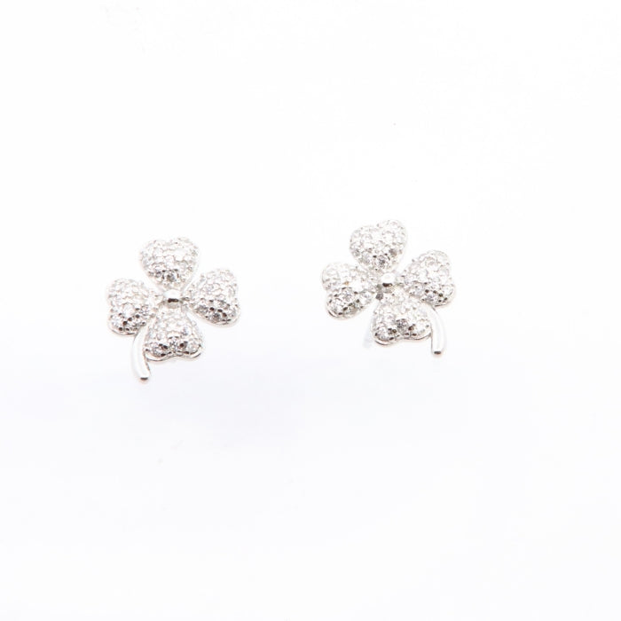 Silver CZ Quatrefoil Stud Earrings - John Ross Jewellers
