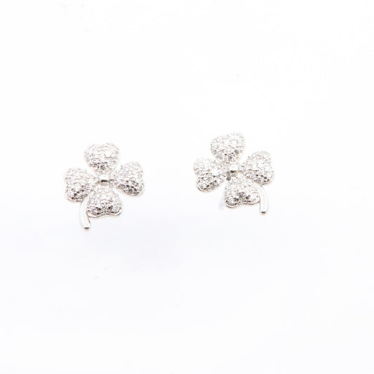 Silver CZ Quatrefoil Stud Earrings - John Ross Jewellers