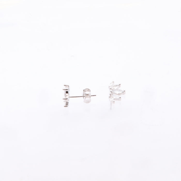Silver CZ Fan Stud Earrings - John Ross Jewellers