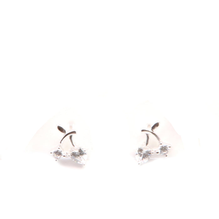 Silver Cherry CZ kid's stud earrings by Comero featuring sparkling cherry-shaped cubic zirconia jewelry.