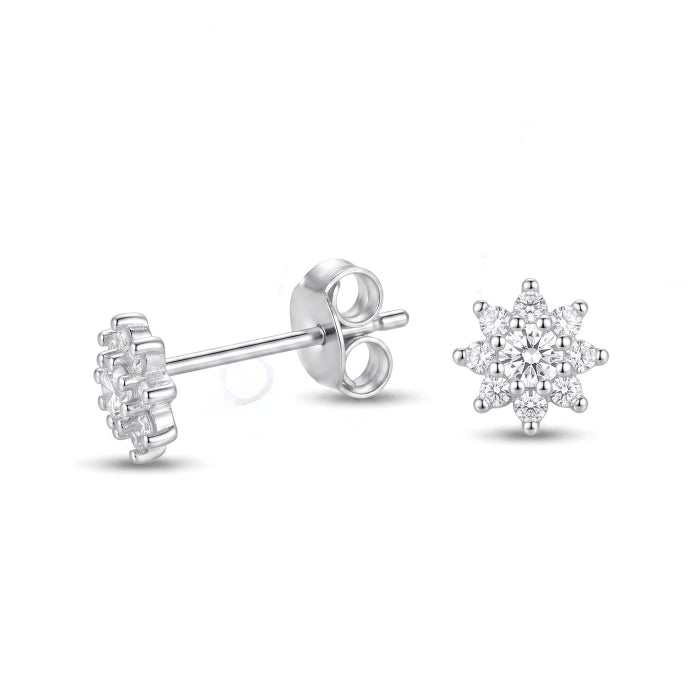 Silver Star CZ Stud Earrings