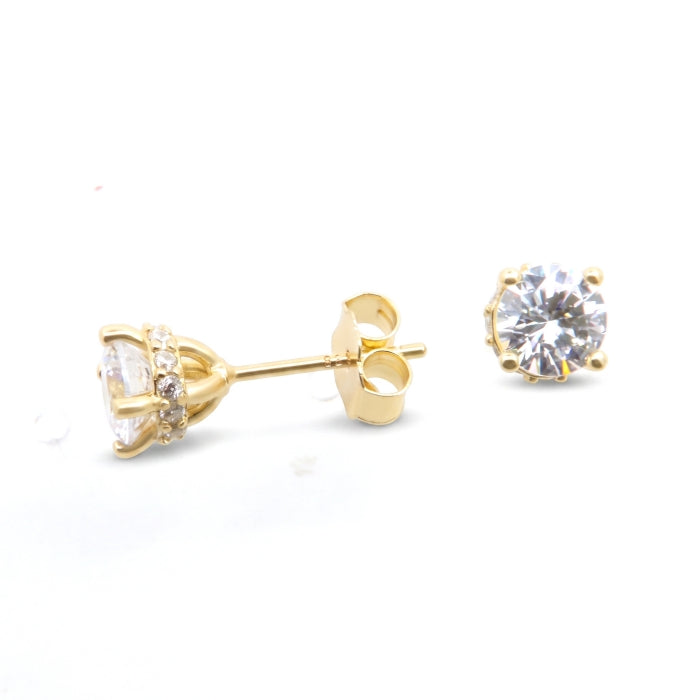 Sunshine CZ Four Claw Stud Earrings
