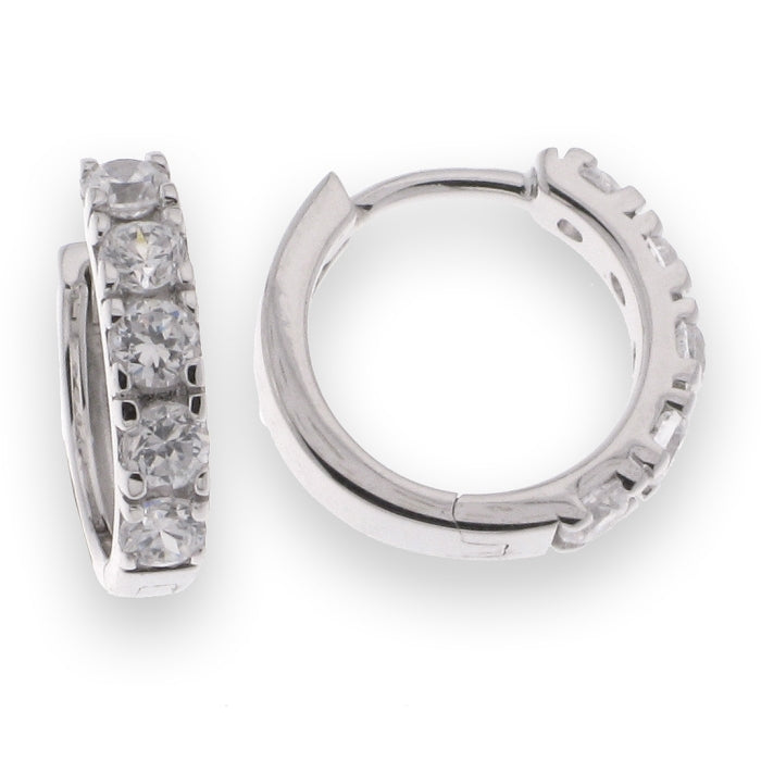 Silver CZ Huggie Hoop Earrings