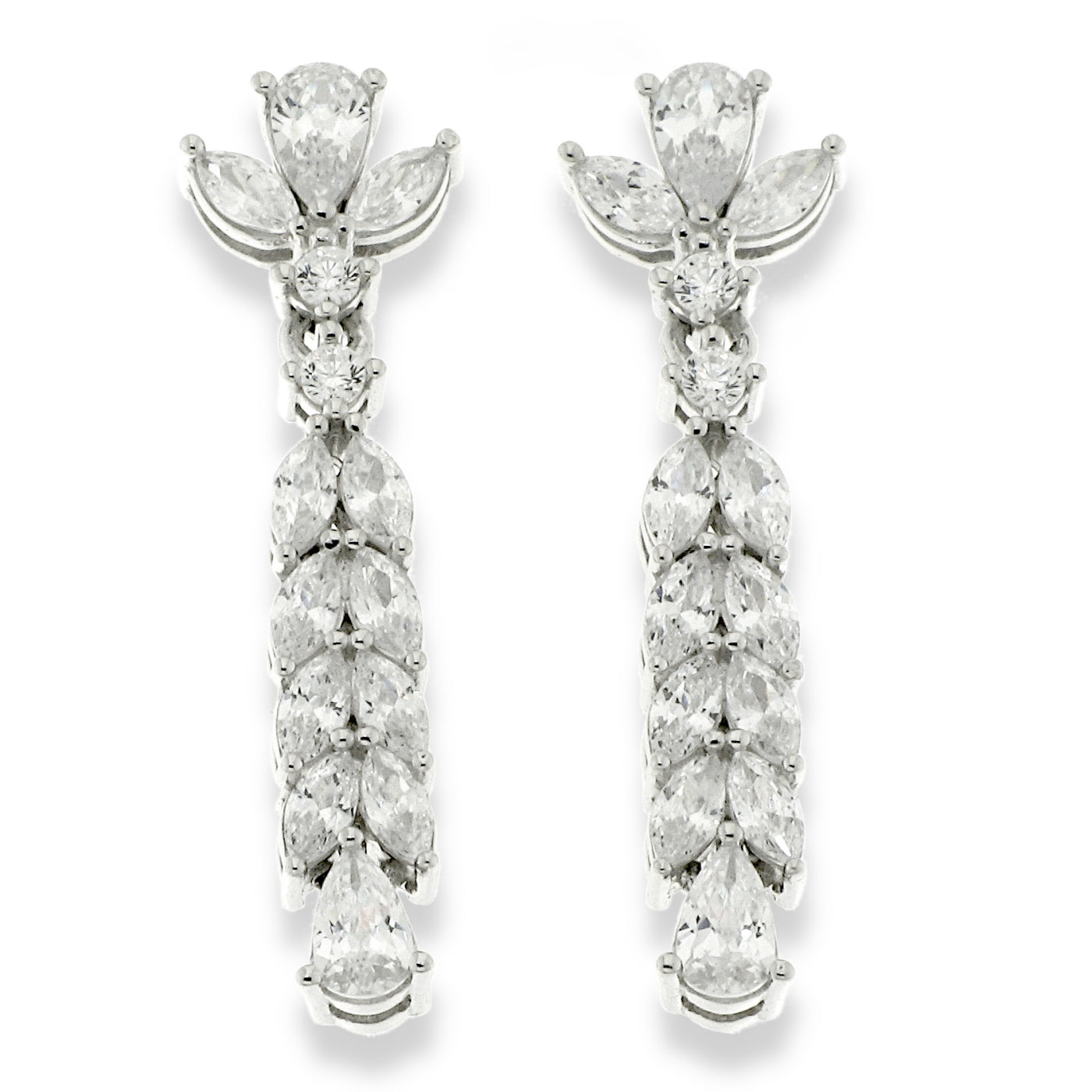 Silver Celine CZ Drop Earrings - John Ross Jewellers
