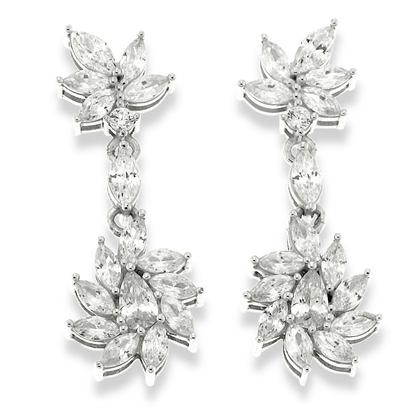 Silver Pauline CZ Drop Earrings - John Ross Jewellers