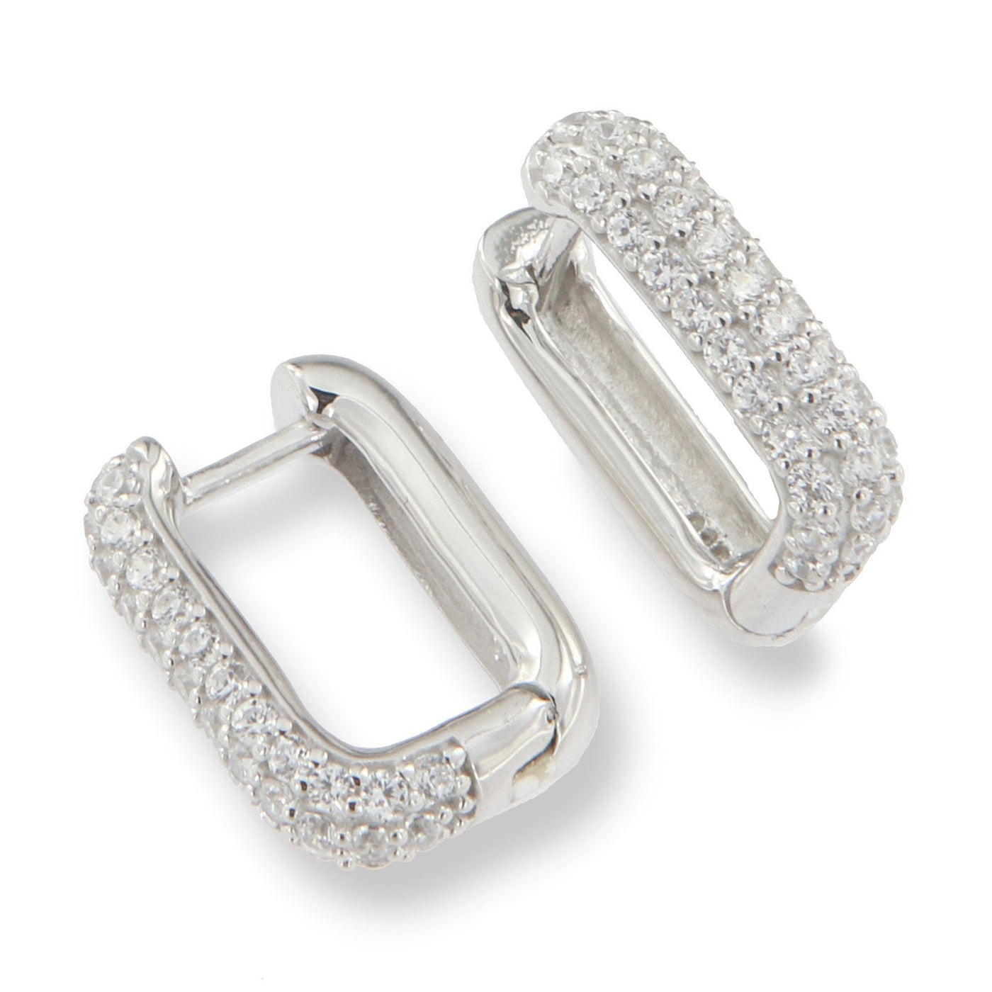 Silver Ombré Hoop Earrings | White 15mm - John Ross Jewellers