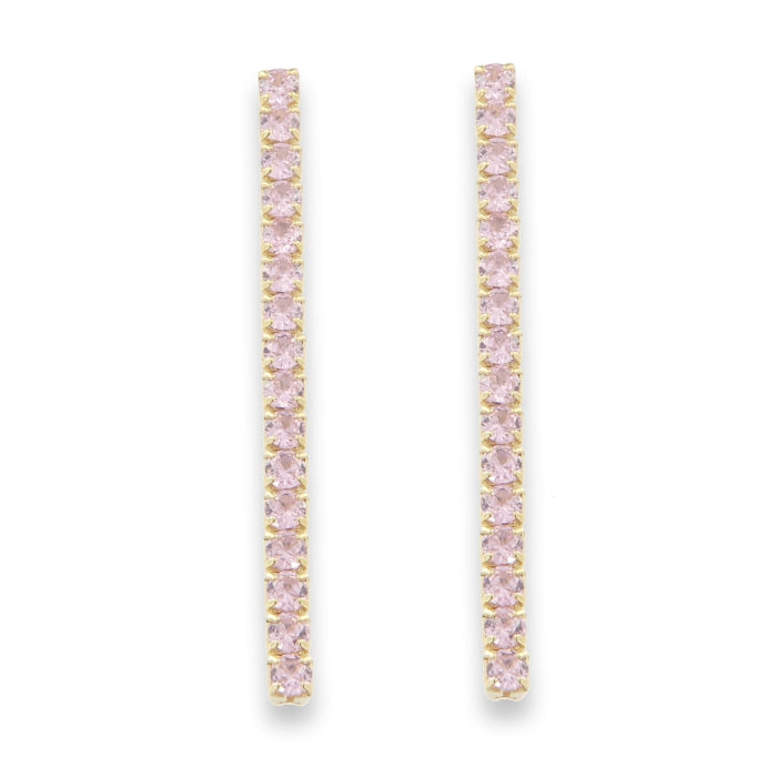 Sunshine 3mm Pink CZ Tennis Drop Earrings