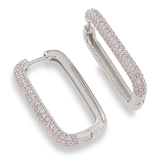 Silver Ombré Hoop Earrings | Baby Pink 25mm - John Ross Jewellers