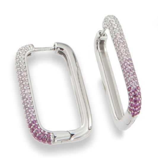 Silver Ombré Hoop Earrings | Fuchsia 25mm - John Ross Jewellers