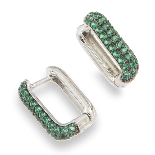 Silver Ombré Hoop Earrings | Green 15mm - John Ross Jewellers