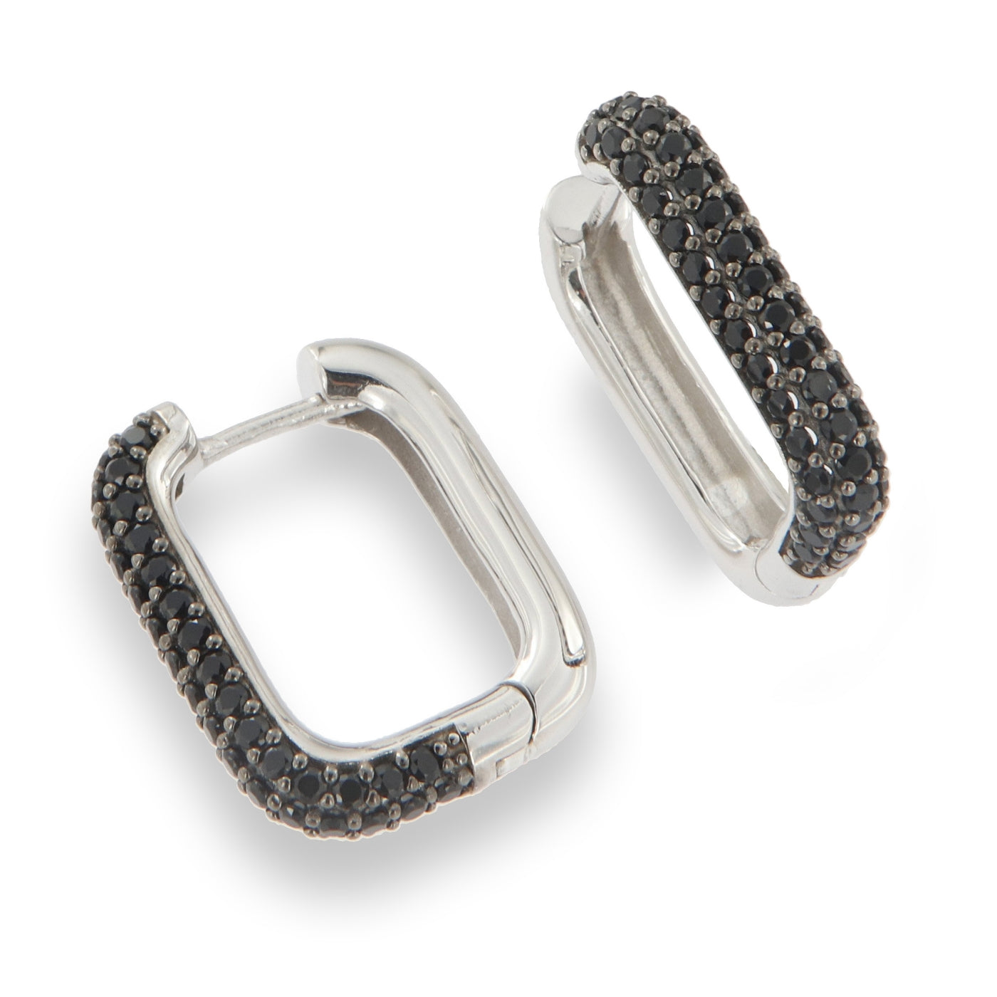 Silver Ombré Hoop Earrings | Black 20mm - John Ross Jewellers