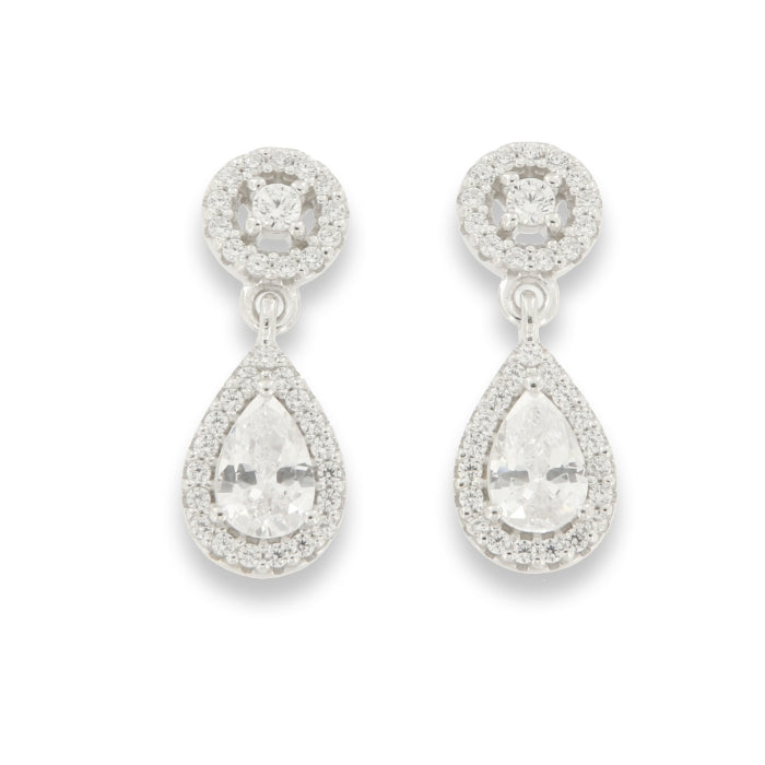 Sunshine Pear Halo Drop Earrings