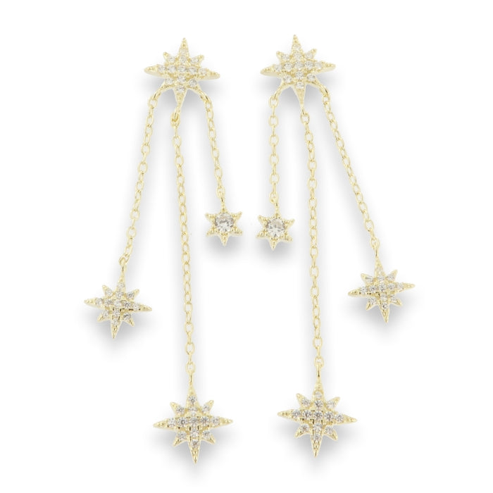 Sunshine Double Star Chain Drop Earrings