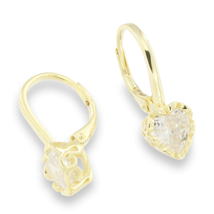 Sunshine Heart CZ Hoop Earrings | German Wires - John Ross Jewellers