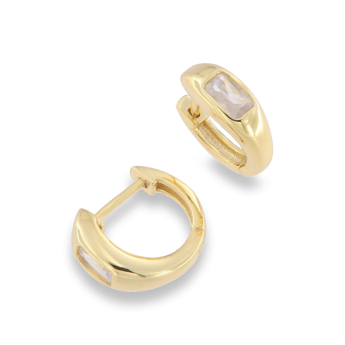 Sunshine Emerald Cut CZ Huggie Hoop Earrings - John Ross Jewellers