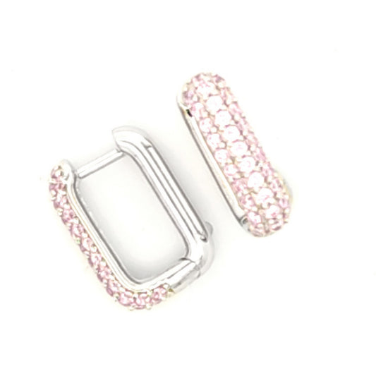 Silver Ombré Hoop Earrings | Baby Pink 15mm - John Ross Jewellers