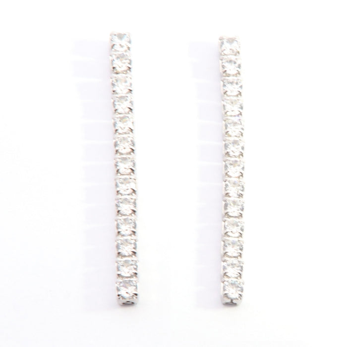 Silver CZ Long Drop Earrings