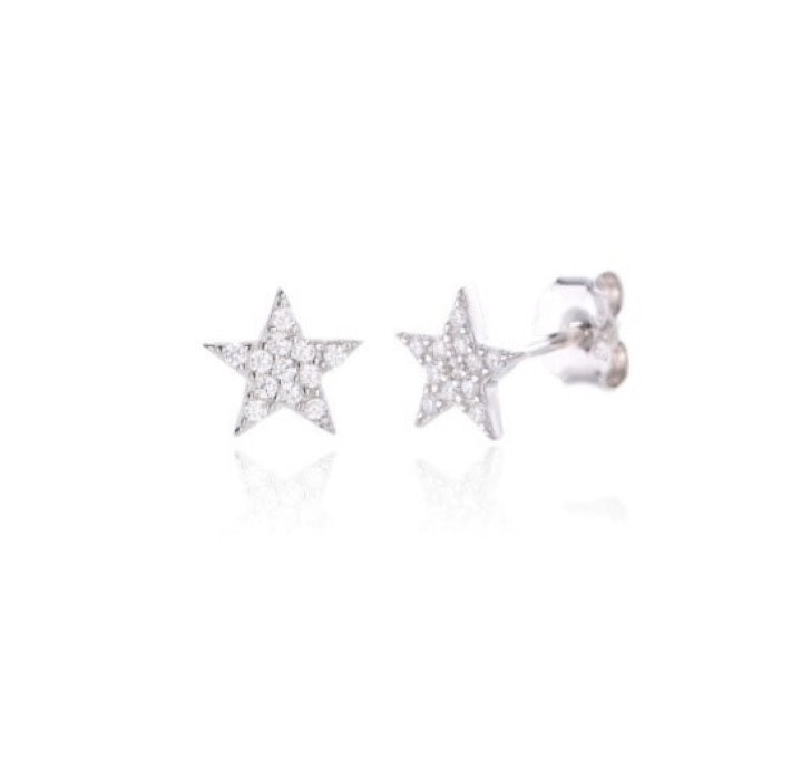 Silver Star CZ Stud Earrings - John Ross Jewellers
