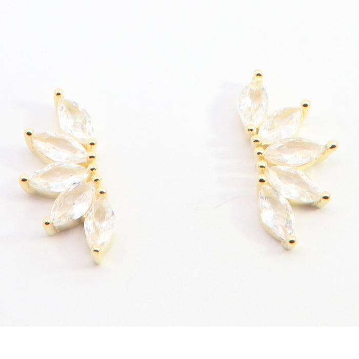 Sunshine CZ Fan Climber Stud Earrings