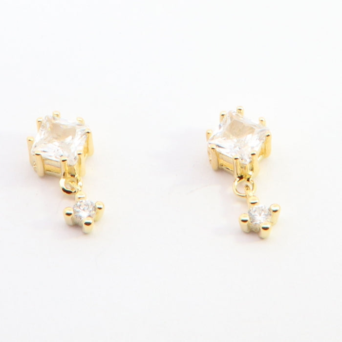 Sunshine Two Stone CZ Drop Earrings