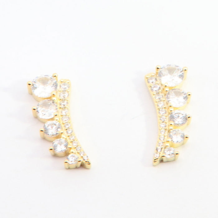 Sunshine CZ Winged Climber Stud Earrings