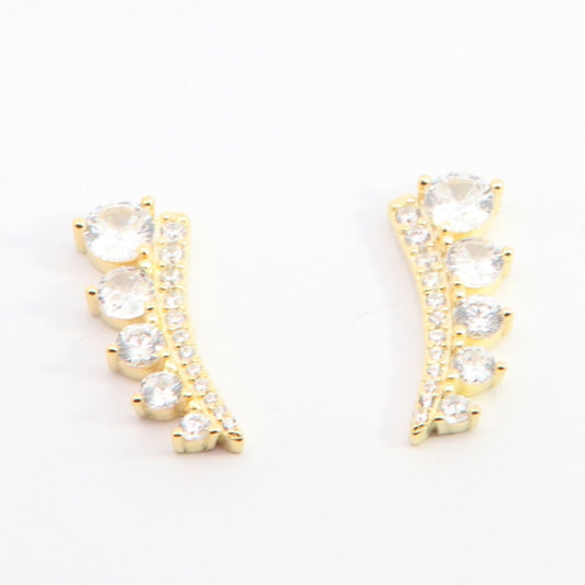 Sunshine CZ Winged Climber Stud Earrings