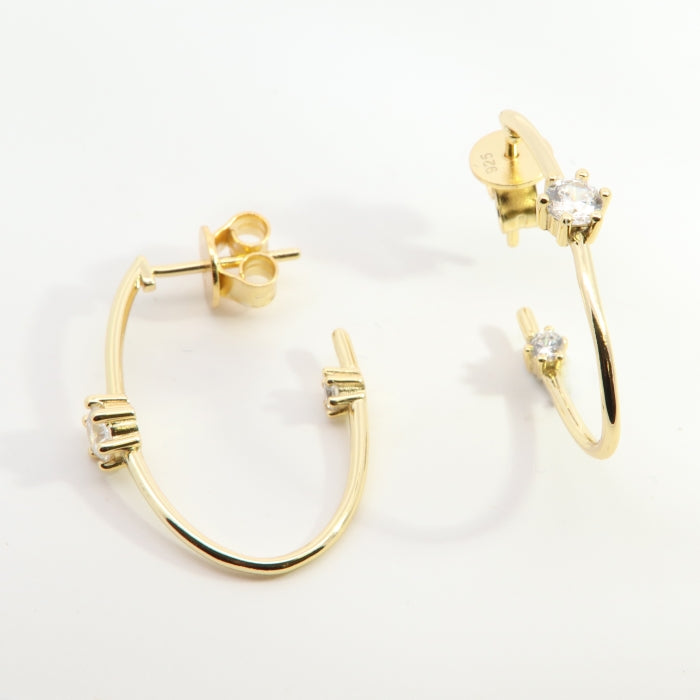 Sunshine CZ J Hoop Earrings