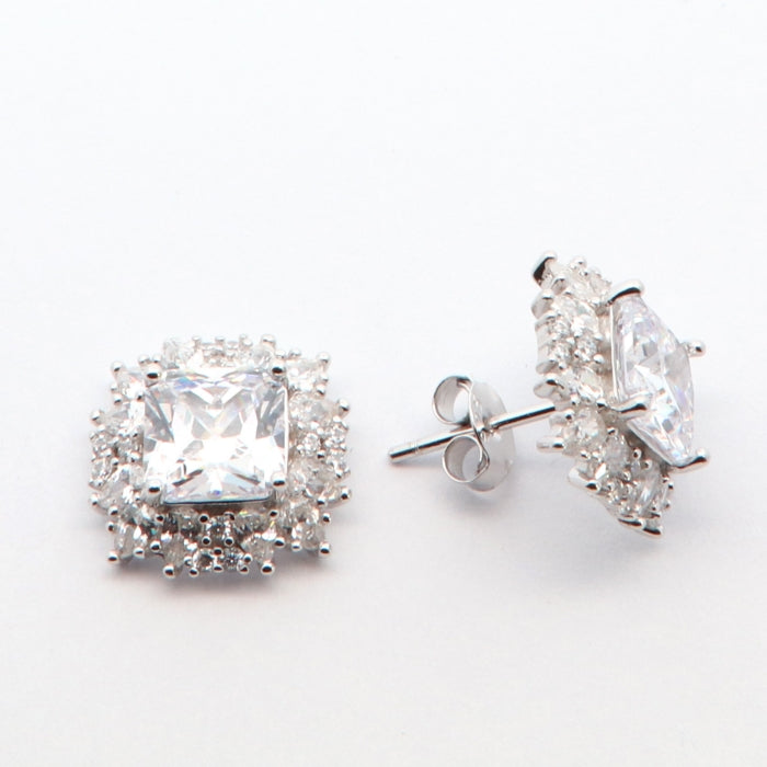 Silver Fancy Princess Stud Earrings