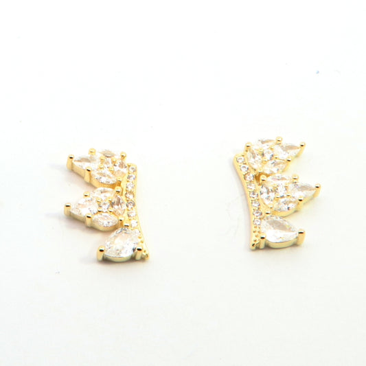 Sunshine Winged CZ Climber Stud Earrings