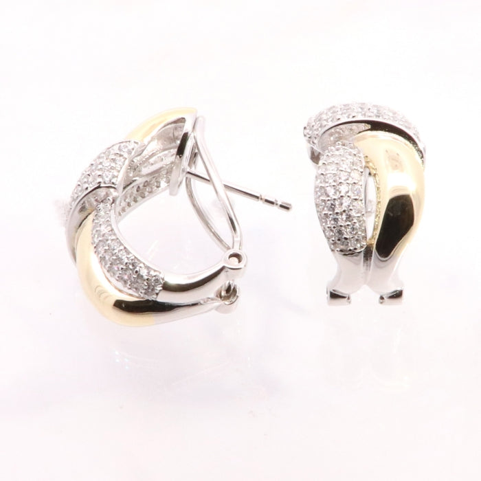 Sunshine Two Tone CZ Crossover Earrings