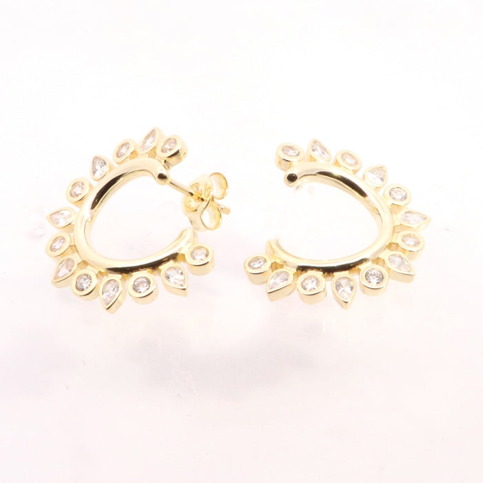 Sunshine CZ C Hoop Earrings