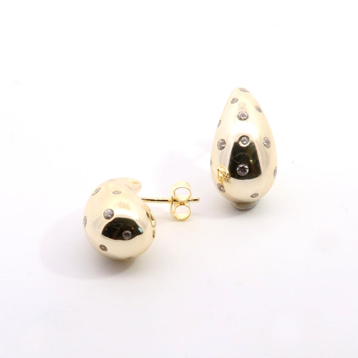 Sunshine CZ Studded Teardrop Earrings