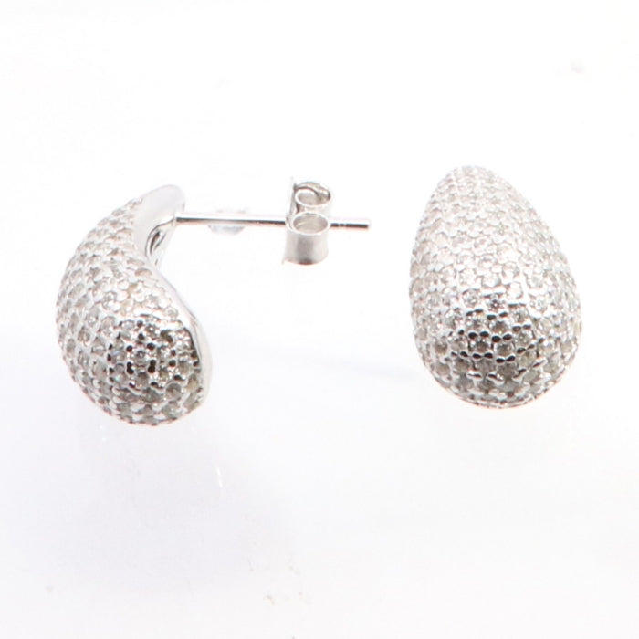 Silver CZ Teardrop Earrings