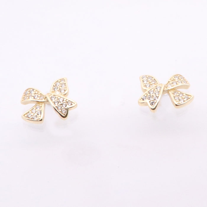 Sunshine CZ Bow Stud Earrings