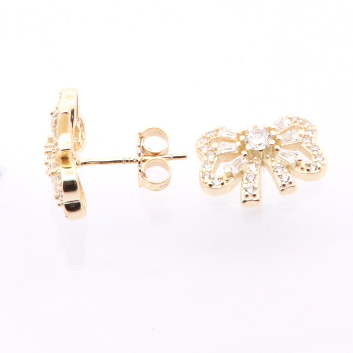 Sunshine CZ Bow Stud Earrings