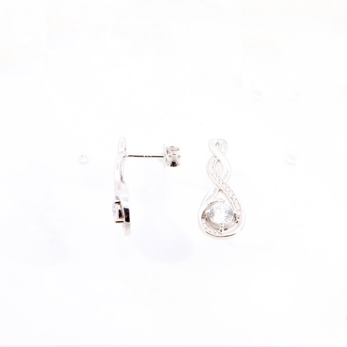 Silver Pear CZ Drop Earrings - John Ross Jewellers
